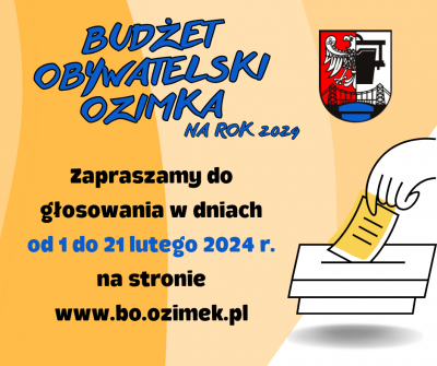 Ruszyło głosowanie w Budżecie Obywatelskim Ozimka na rok 2024!